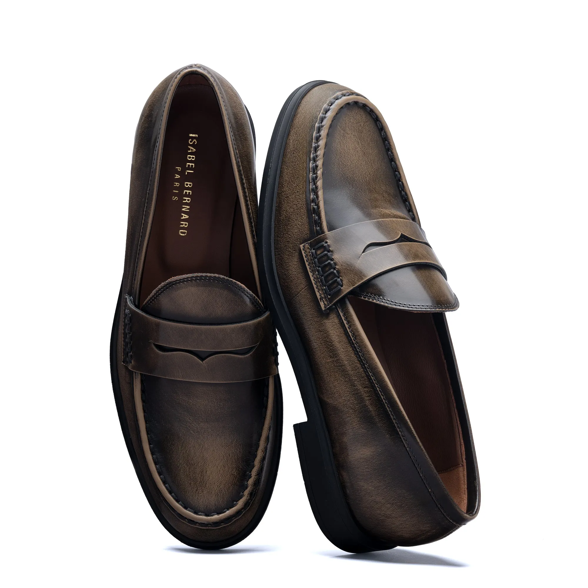 Vendôme Blandine mocha spazzolato leather loafers