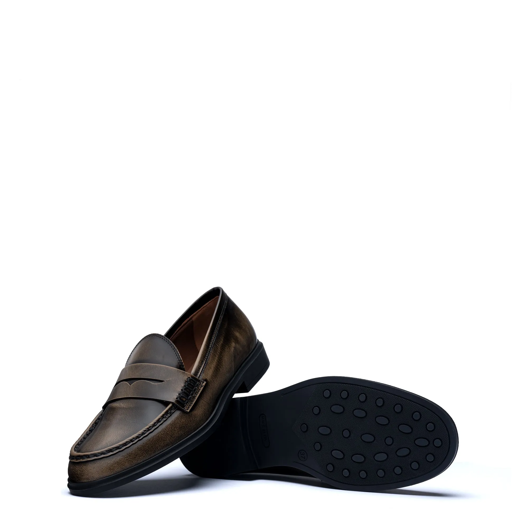 Vendôme Blandine mocha spazzolato leather loafers