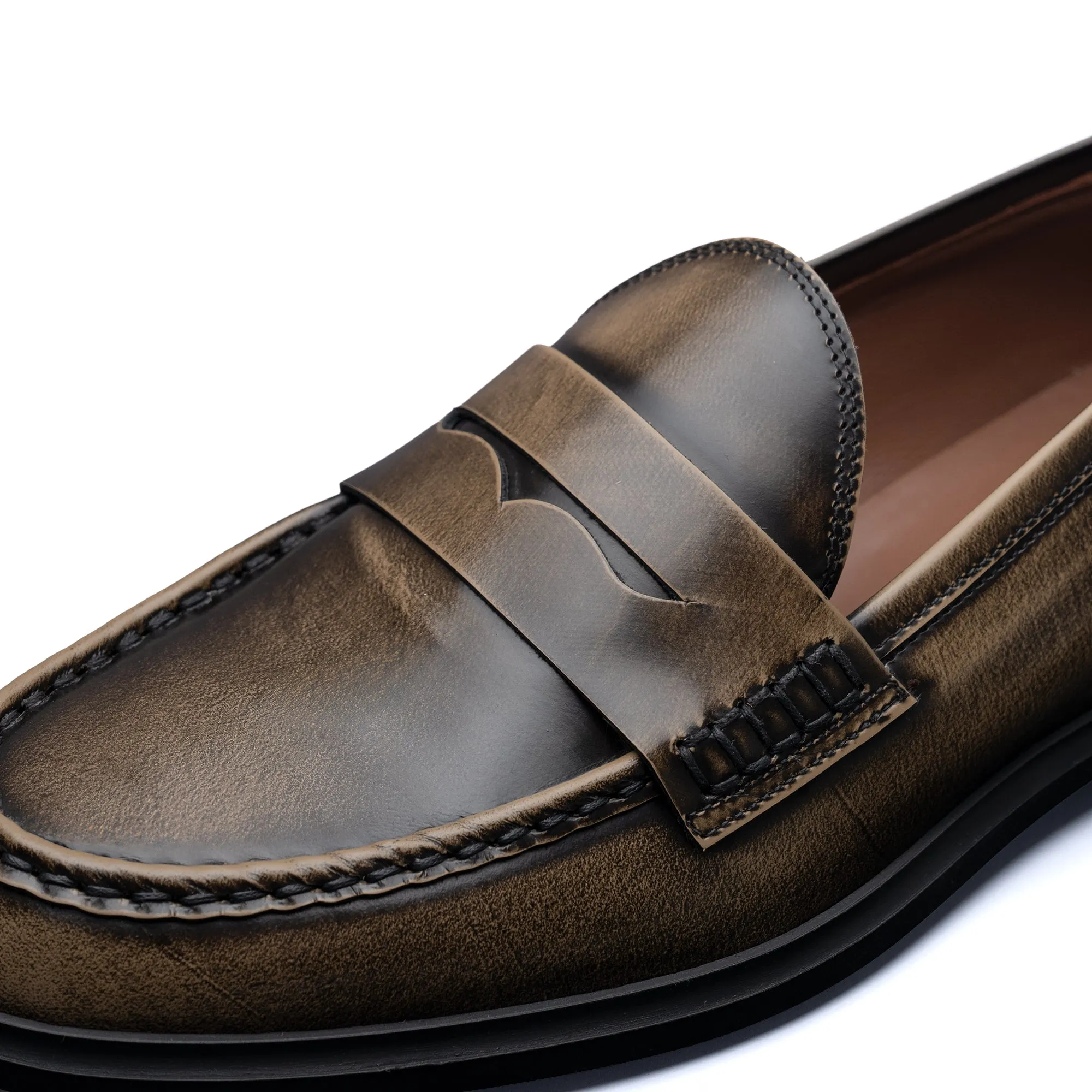 Vendôme Blandine mocha spazzolato leather loafers