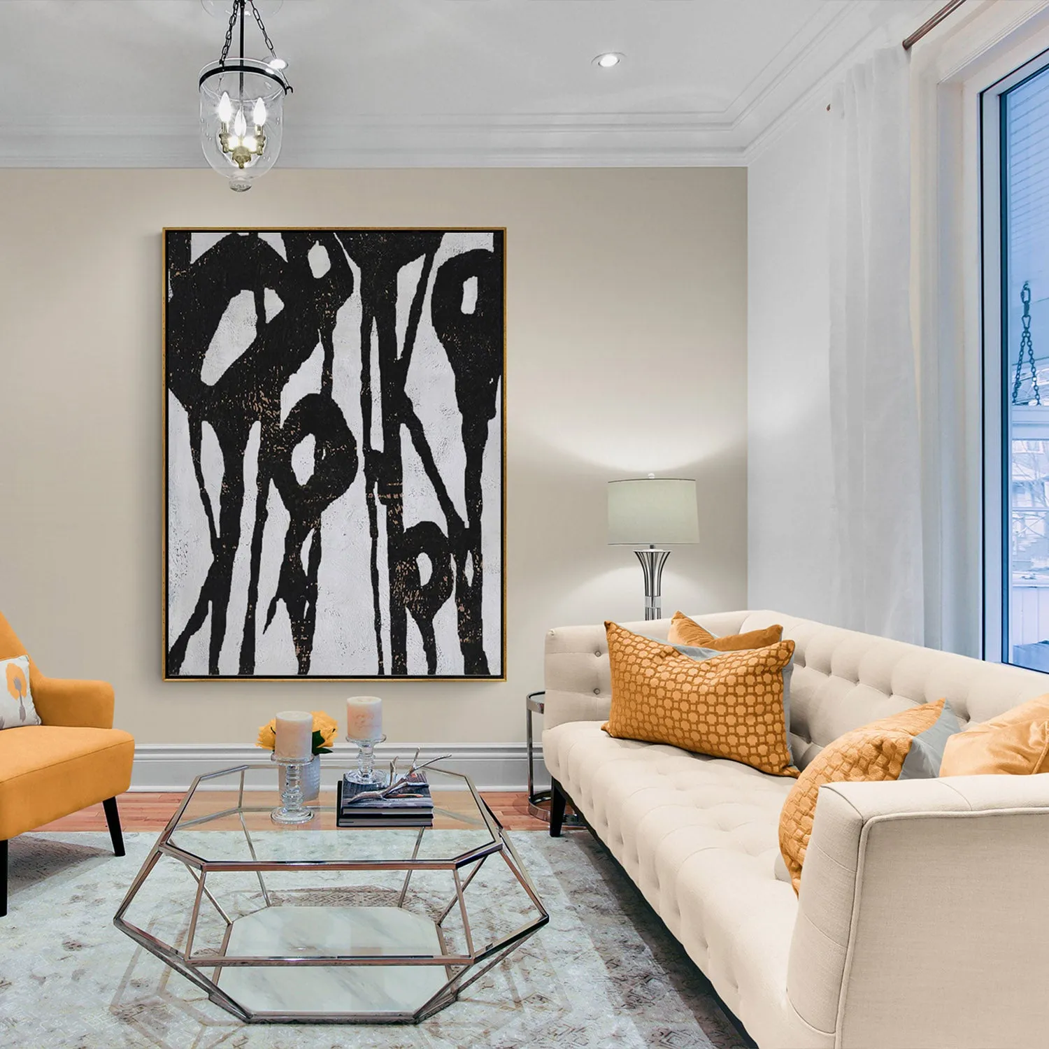 Vertical Abstract Flower Painting H235V