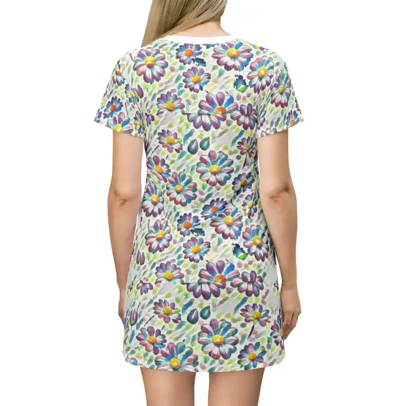 Vibrant Floral Pattern Shirt Dress