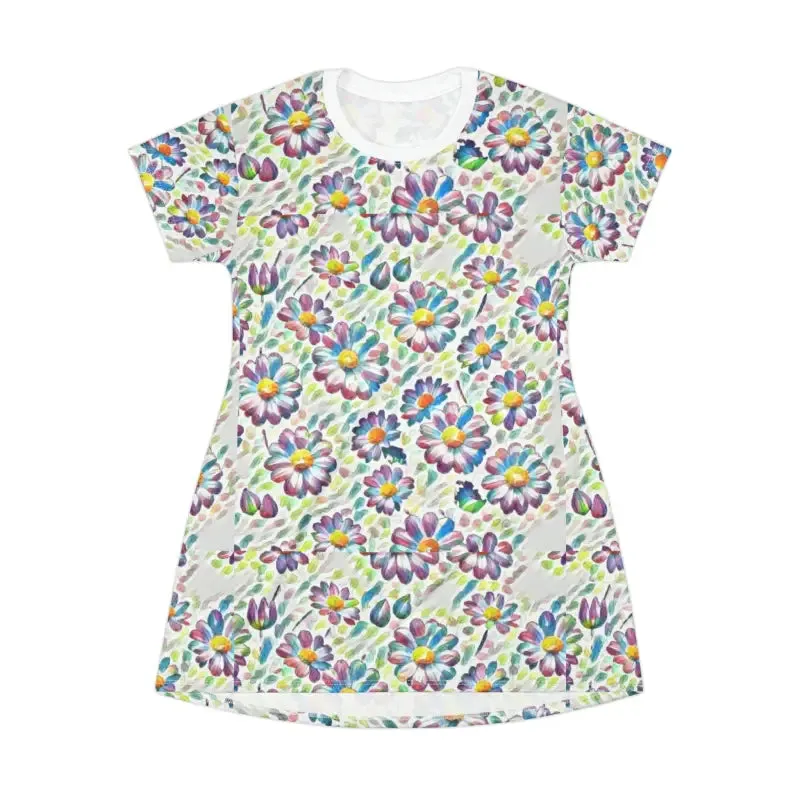 Vibrant Floral Pattern Shirt Dress
