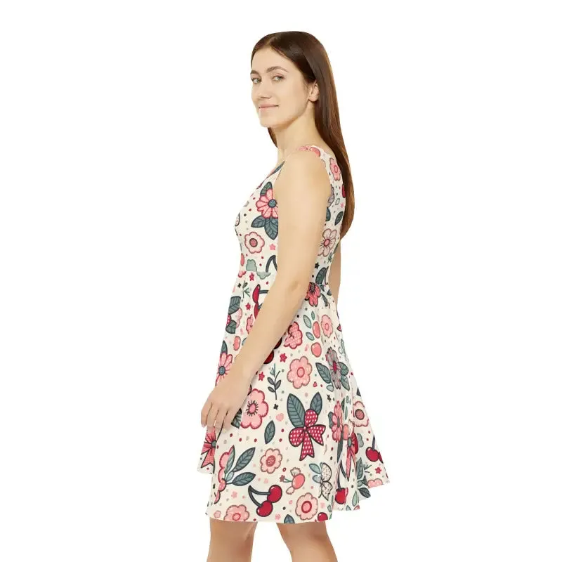 Vibrant Floral Print Skater Dress
