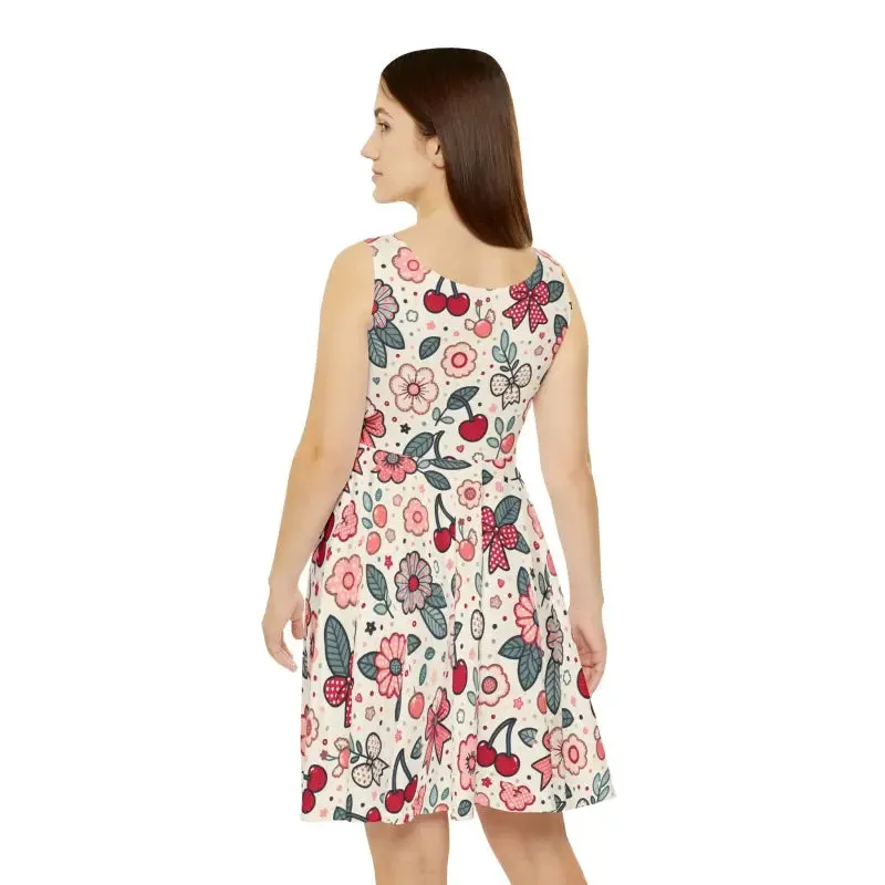 Vibrant Floral Print Skater Dress