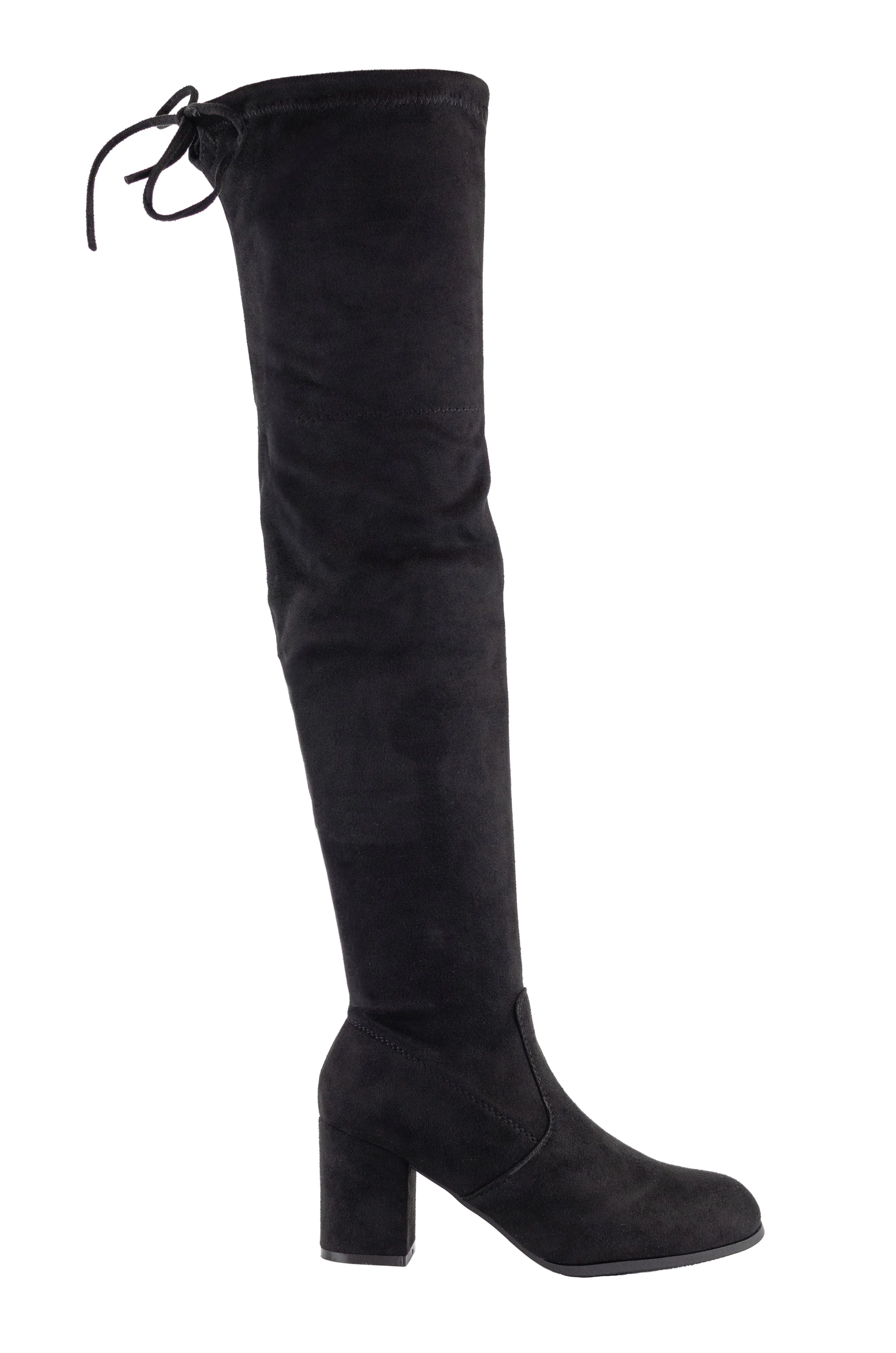Victim - Women's Over The Knee Suede Boots, Mid Heel & Lace-Up Detail, Perfect for Elevating Your Cold Weather Style