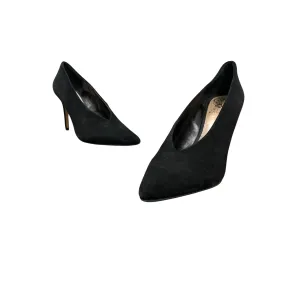 Vince Camuto Black Suede Stiletto Heels Size 7.5M Womens Pointed Toe Classic Pumps