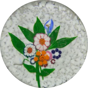 Vintage Harold Hacker Flamework Flat Flower Bouquet on Mottled White Ground