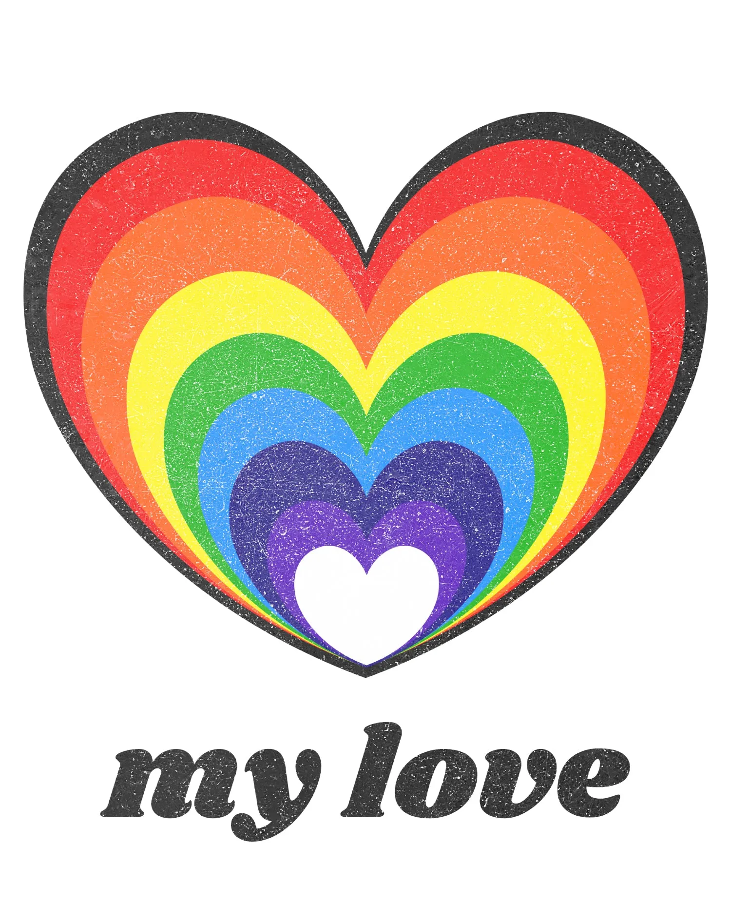 Vintage Valentine Rainbow Heart My Love Men's T-shirt
