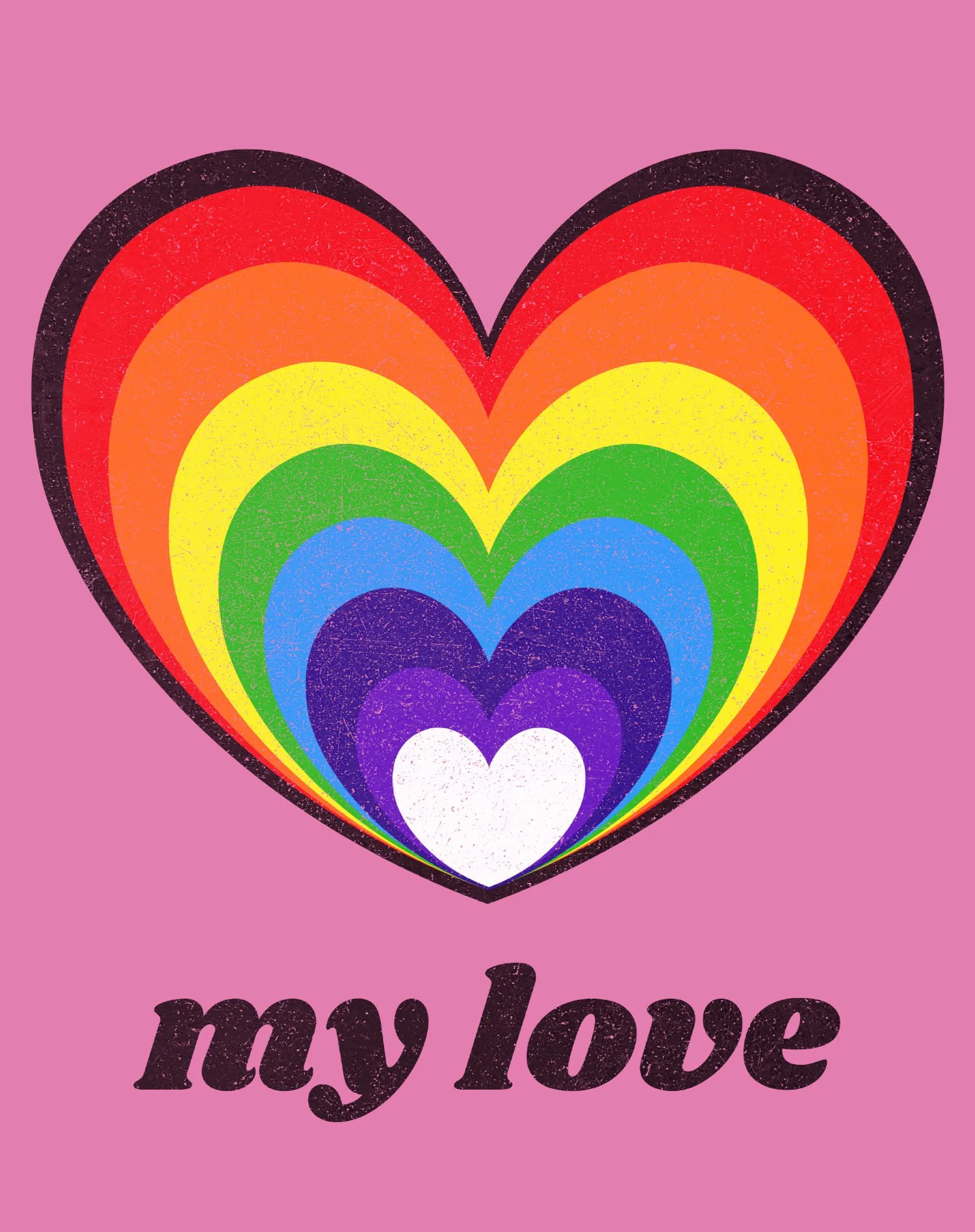 Vintage Valentine Rainbow Heart My Love Men's T-shirt