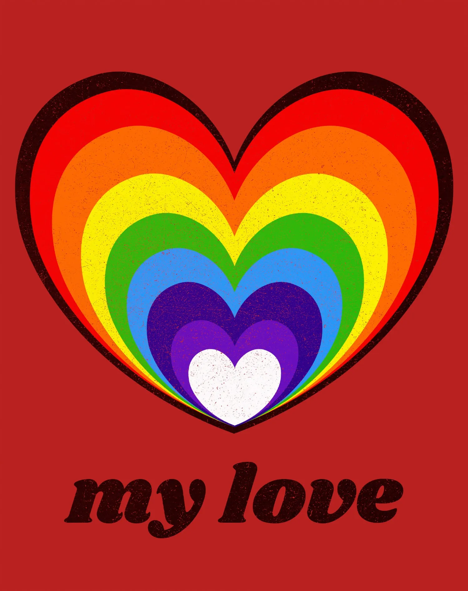 Vintage Valentine Rainbow Heart My Love Men's T-shirt
