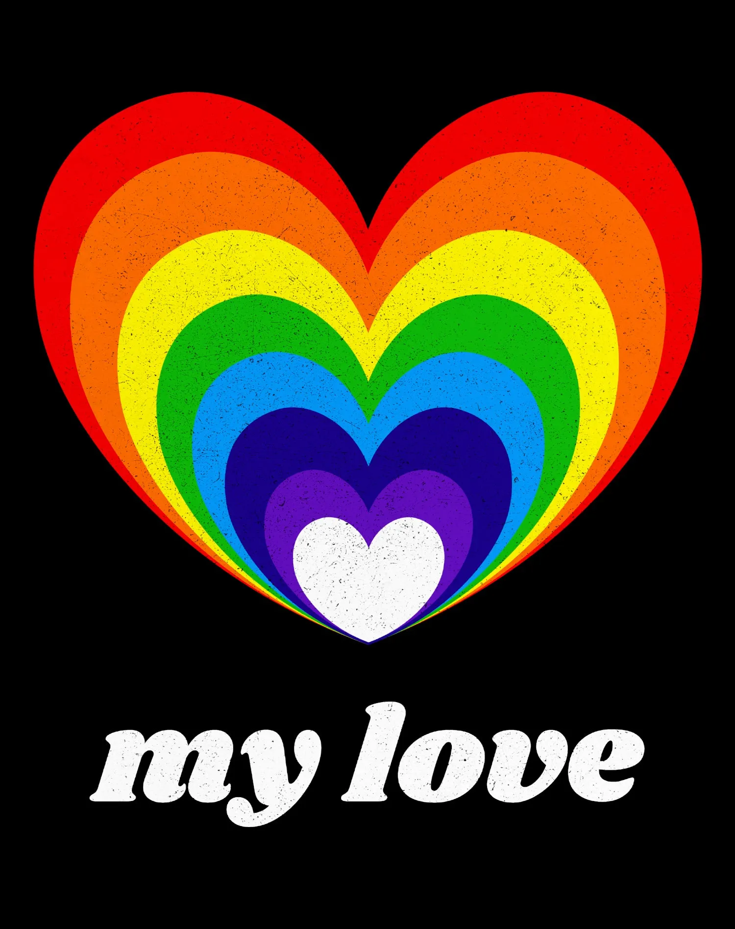 Vintage Valentine Rainbow Heart My Love Men's T-shirt