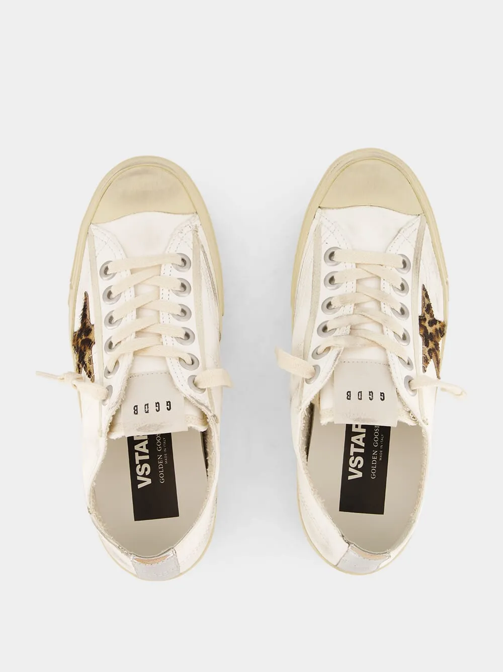 White V-Star LTD Sneakers with Pony Skin Star