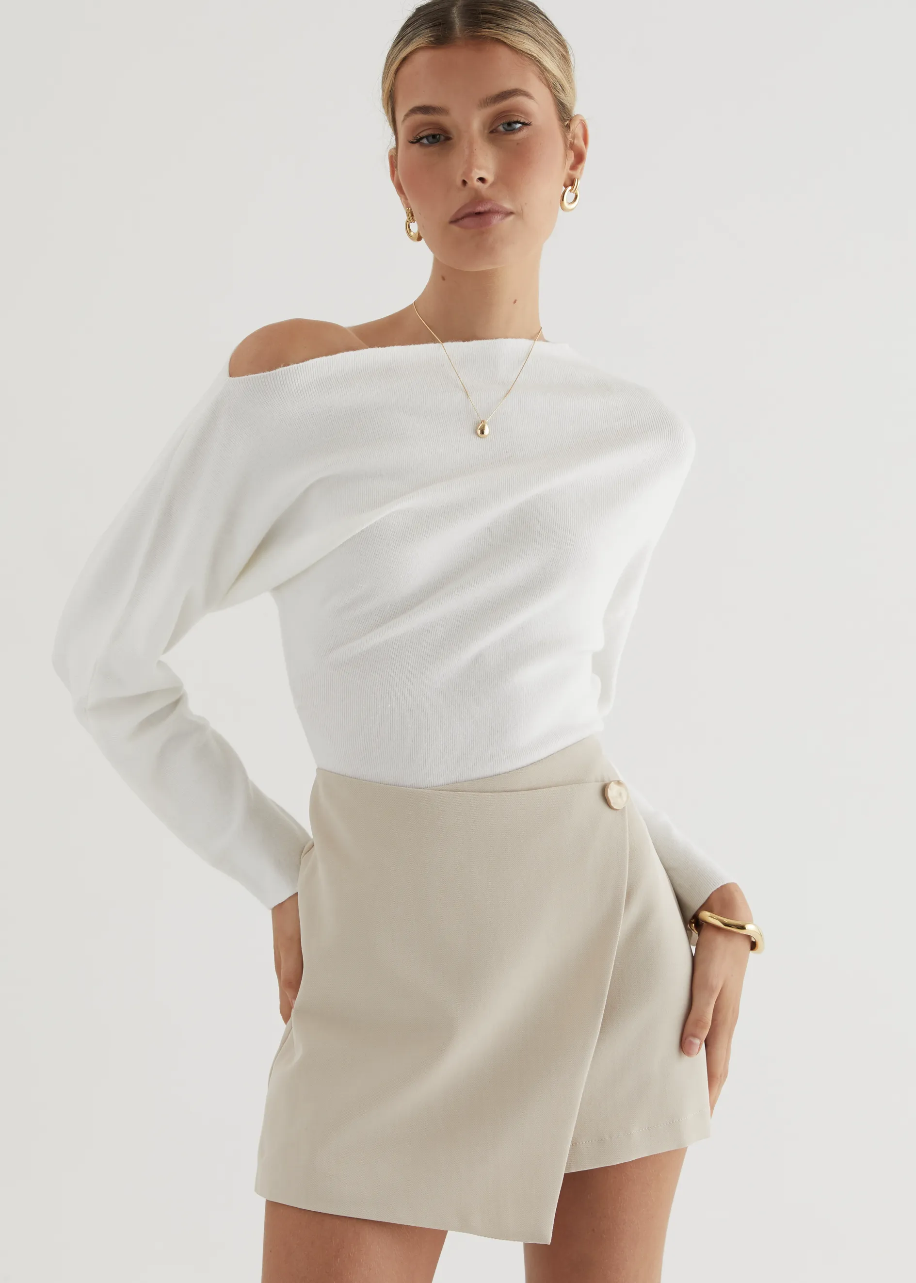 Willowly One Shoulder Knit Top - Off White