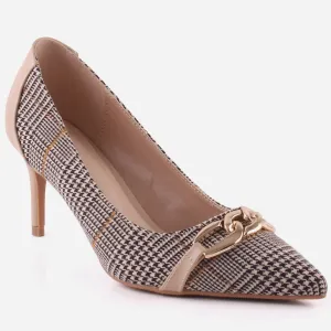 Women "ROMILY" Suede Platform Chain Buckle Patent  Stiletto Court Shoes