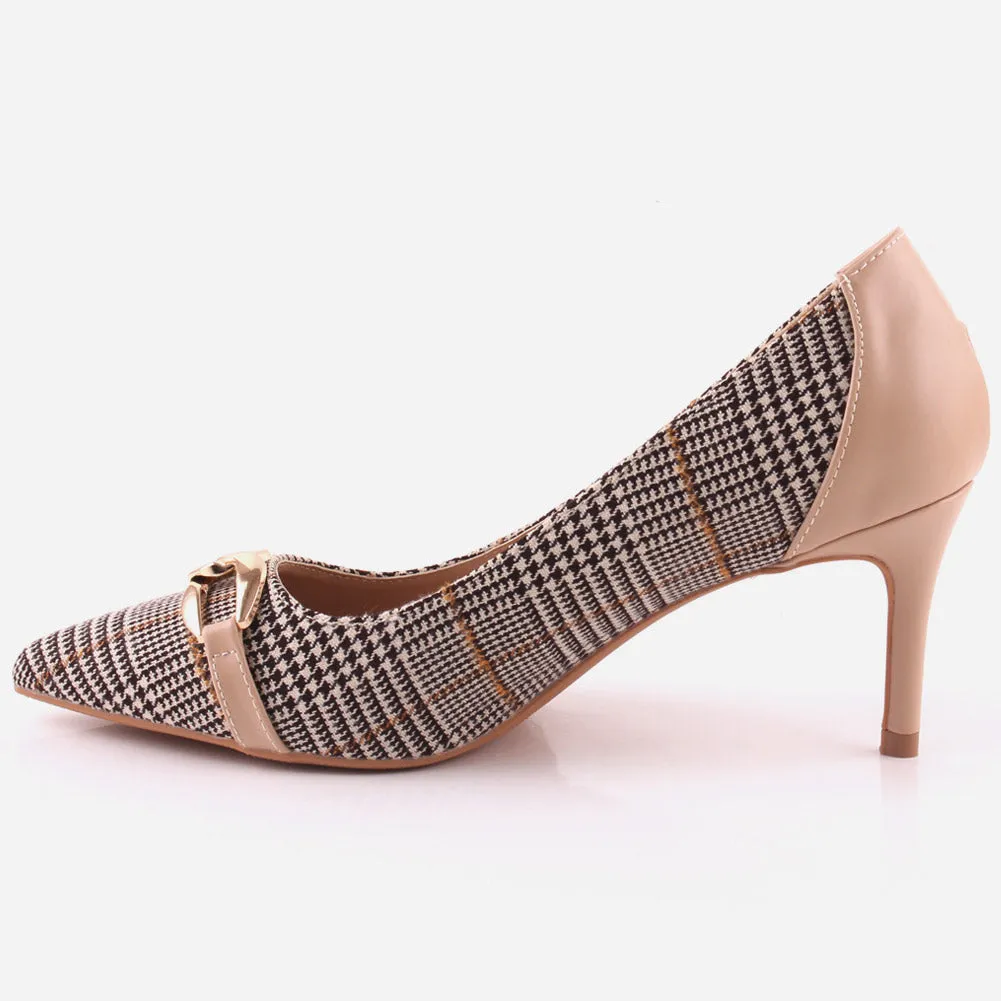 Women "ROMILY" Suede Platform Chain Buckle Patent  Stiletto Court Shoes