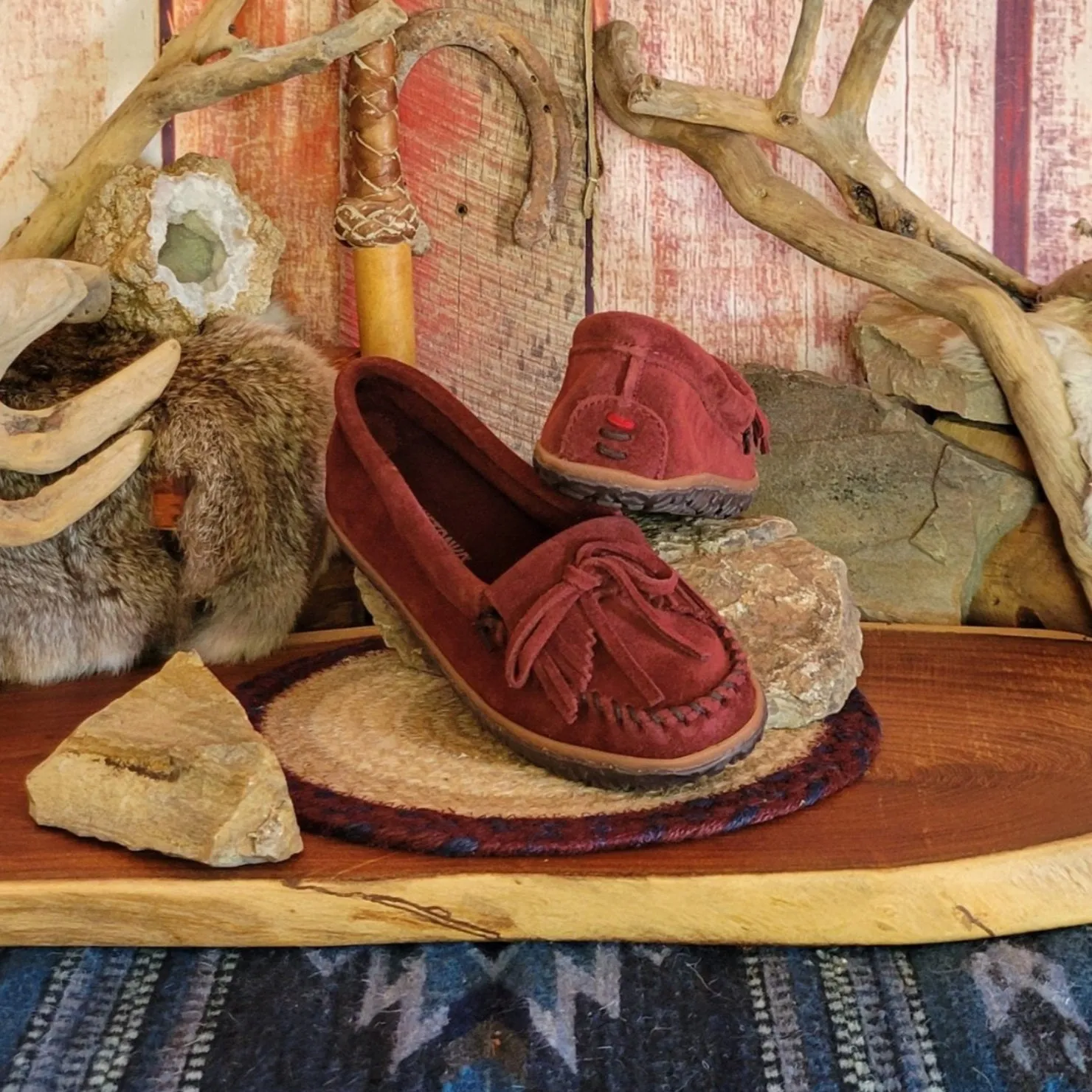 Women's Burgundy Kilty Tread Moccasin by Minnetonka 379A