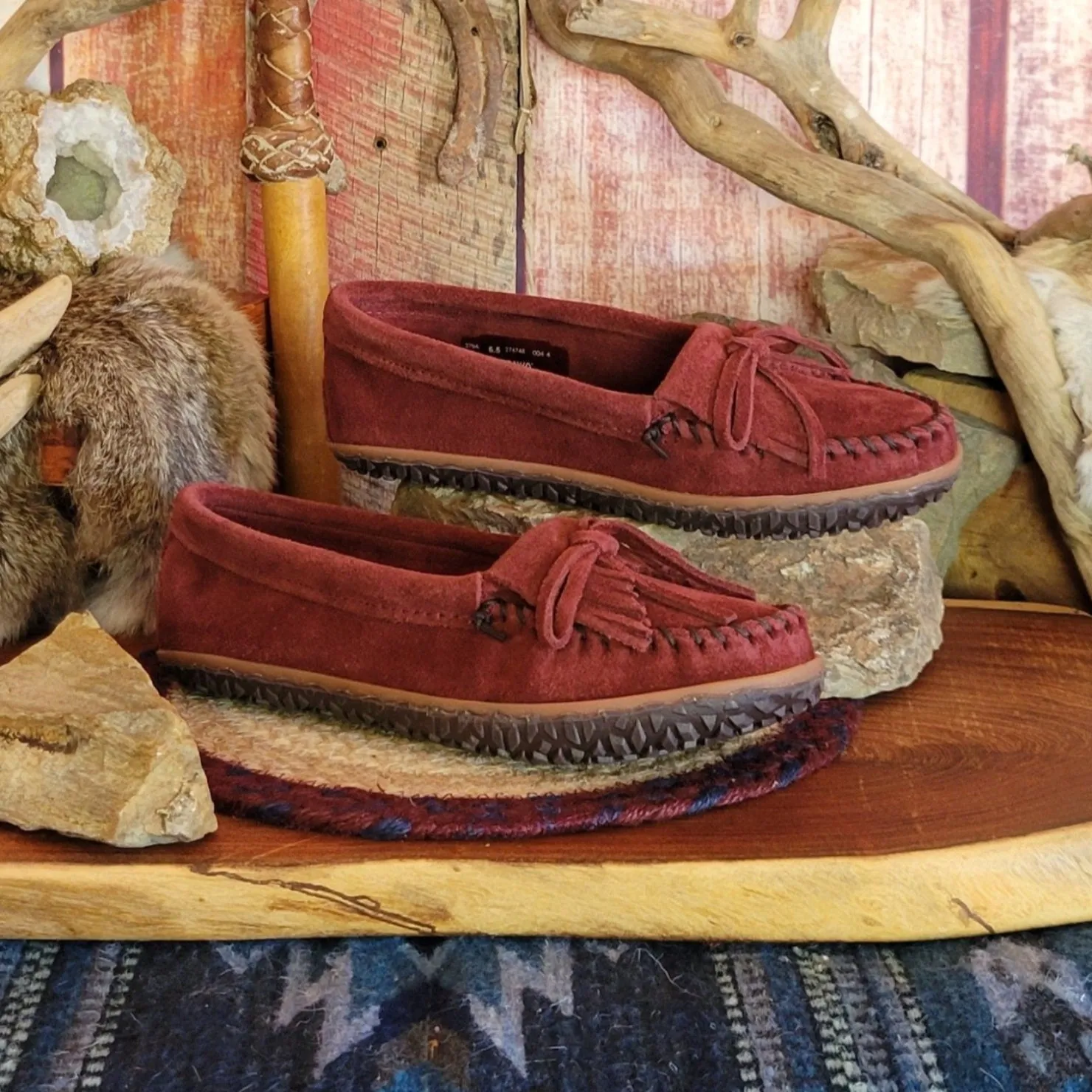 Women's Burgundy Kilty Tread Moccasin by Minnetonka 379A