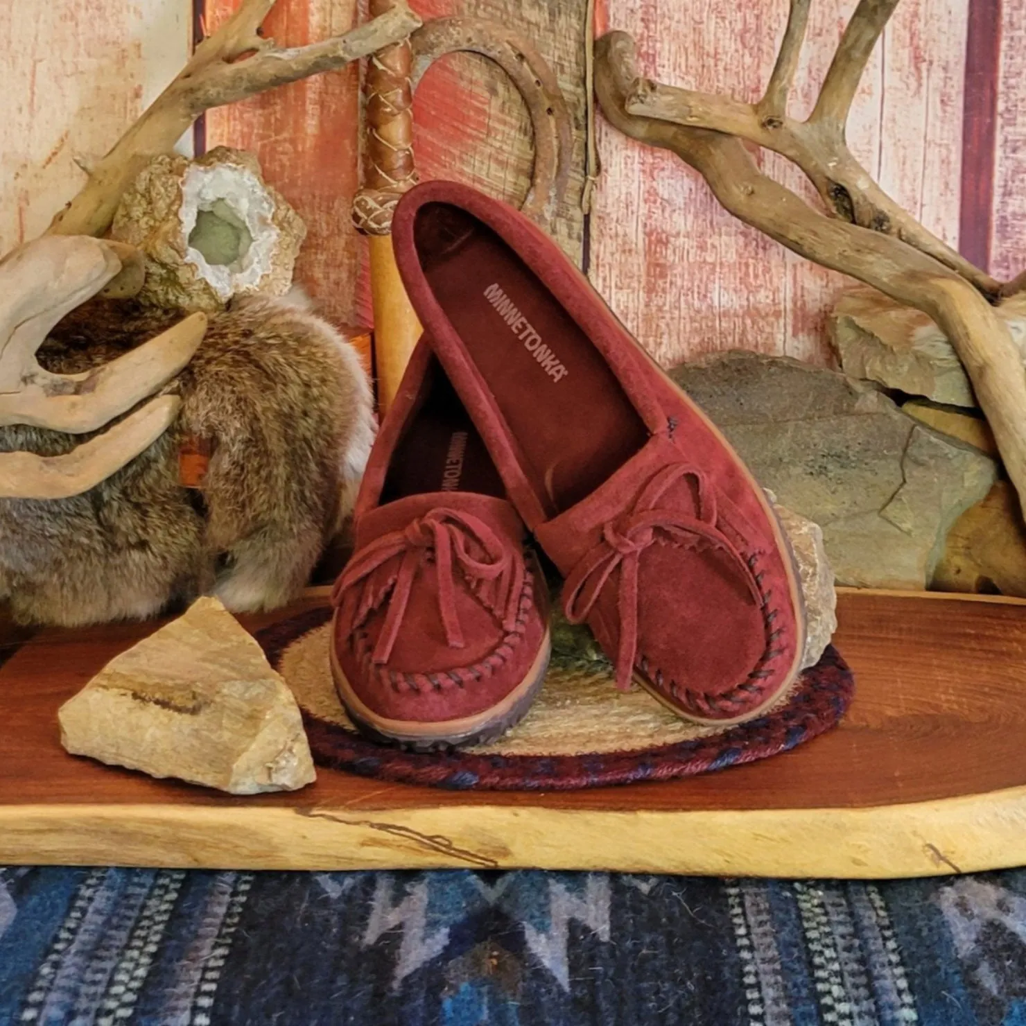Women's Burgundy Kilty Tread Moccasin by Minnetonka 379A