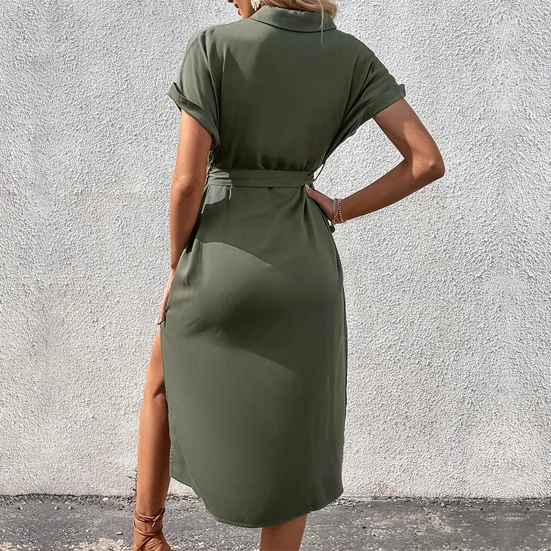 Women’s Elegant Buttoned Midi Dress – Flowy, Chic & Versatile