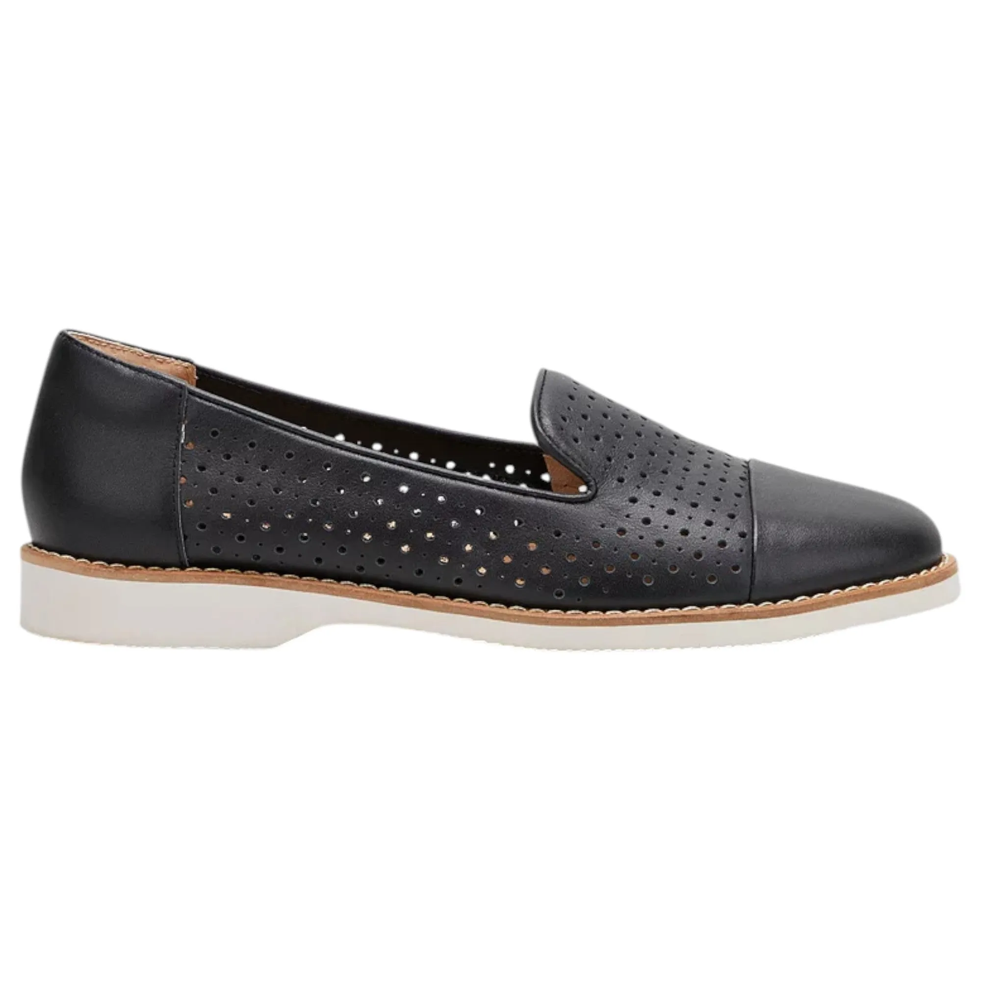 Womens Hush Puppies Demi Black Flats Casual Leather Shoes