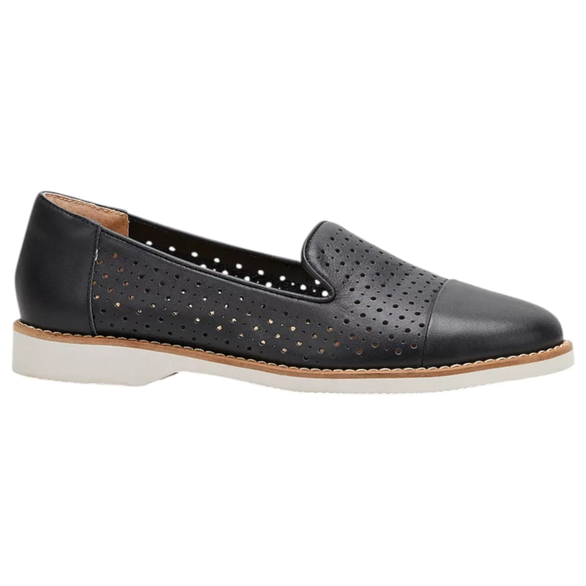 Womens Hush Puppies Demi Black Flats Casual Leather Shoes