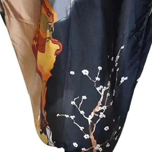 Women’s Lightweight Long Cardigan Vintage Floral Open Front Kimono
