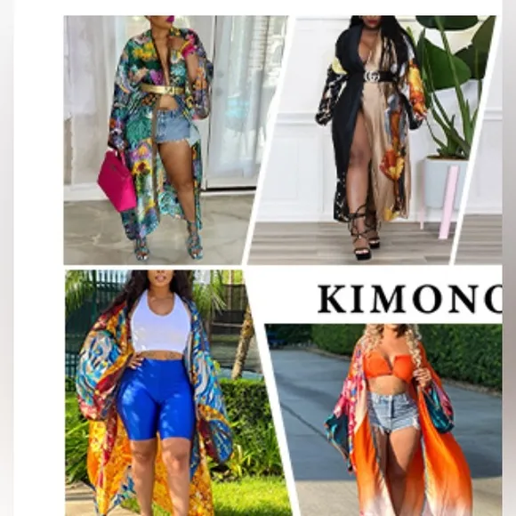 Women’s Lightweight Long Cardigan Vintage Floral Open Front Kimono