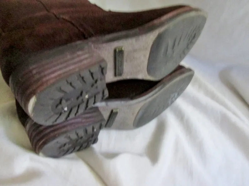 Womens SAM EDELMAN LARA Suede Leather Cowboy Western BOOTS BROWN 7 Rocker