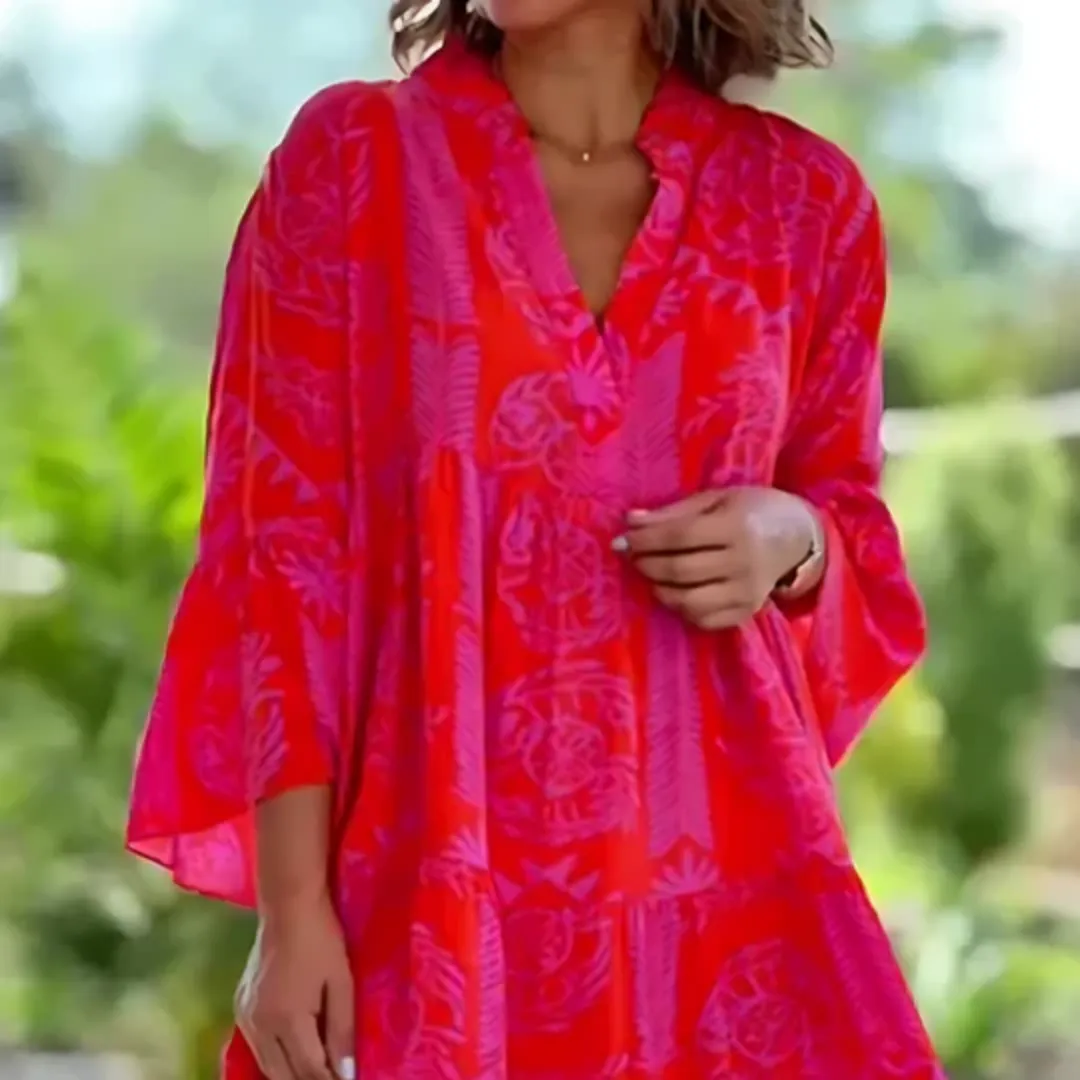 Women's Summer Floral Puffed Sleeve Dress | Midi