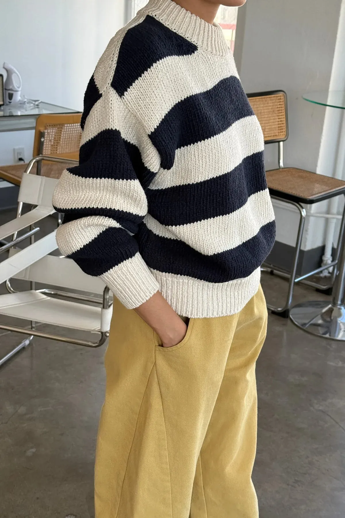 Zoe Sweater in Navy Stripe | Le Bon Shoppe