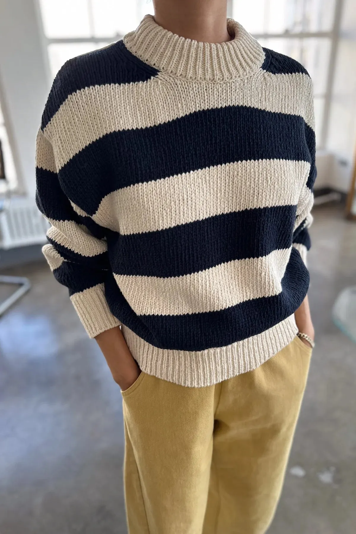 Zoe Sweater in Navy Stripe | Le Bon Shoppe