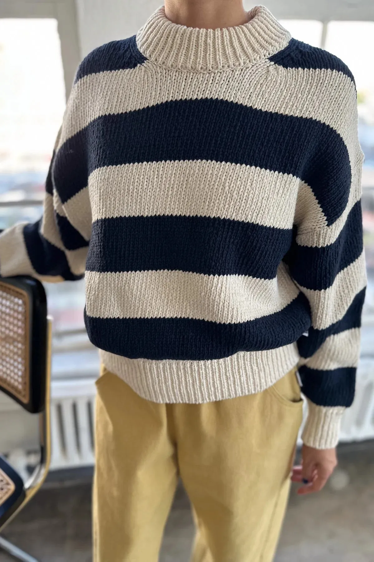 Zoe Sweater in Navy Stripe | Le Bon Shoppe